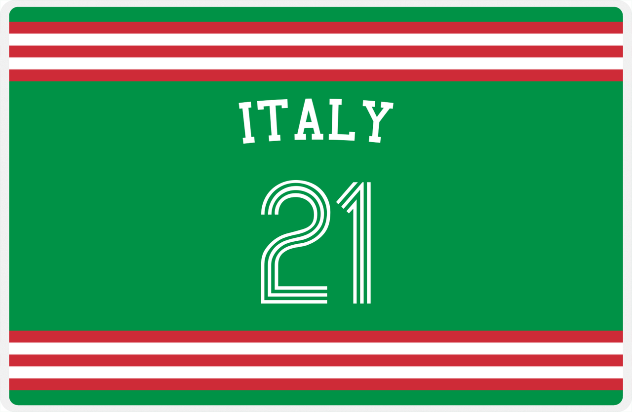 Personalized Jersey Number Placemat - Arched Name - Italy - Double Stripe -  View