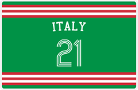 Thumbnail for Personalized Jersey Number Placemat - Arched Name - Italy - Double Stripe -  View