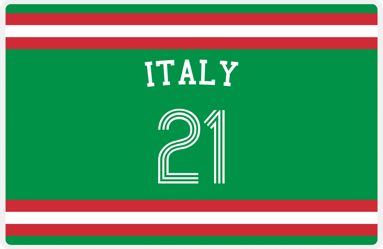 Personalized Jersey Number Placemat - Arched Name - Italy - Single Stripe -  View