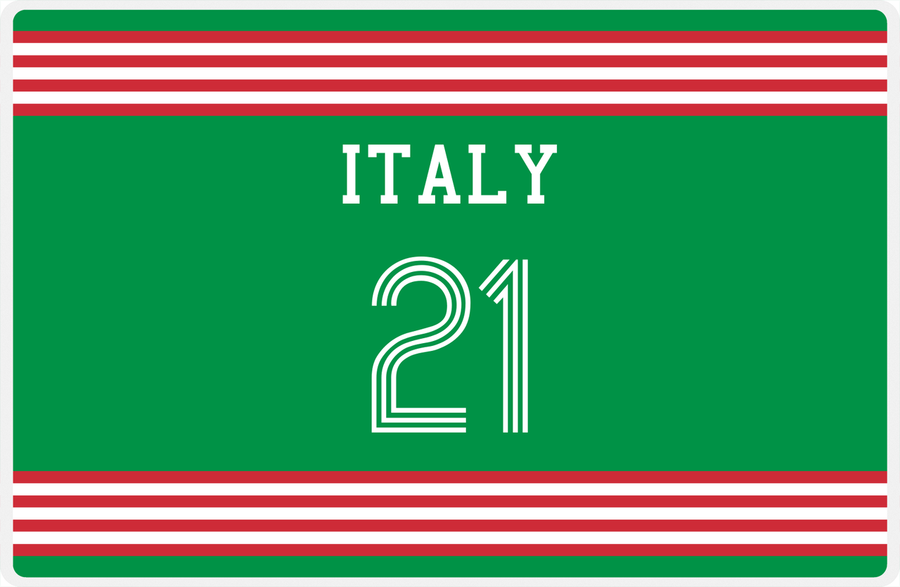 Personalized Jersey Number Placemat - Italy - Triple Stripe -  View