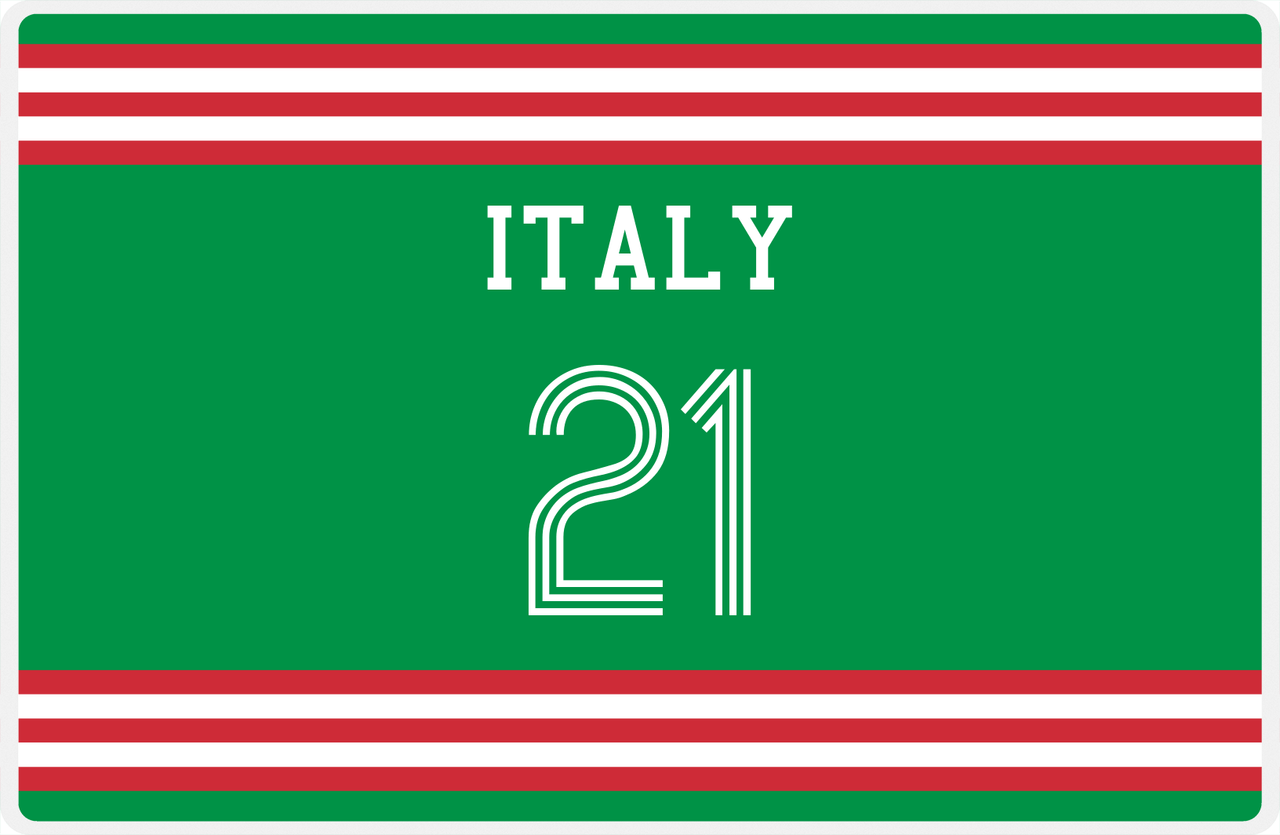 Personalized Jersey Number Placemat - Italy - Double Stripe -  View