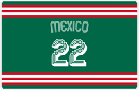 Thumbnail for Personalized Jersey Number Placemat - Arched Name - Mexico - Double Stripe -  View