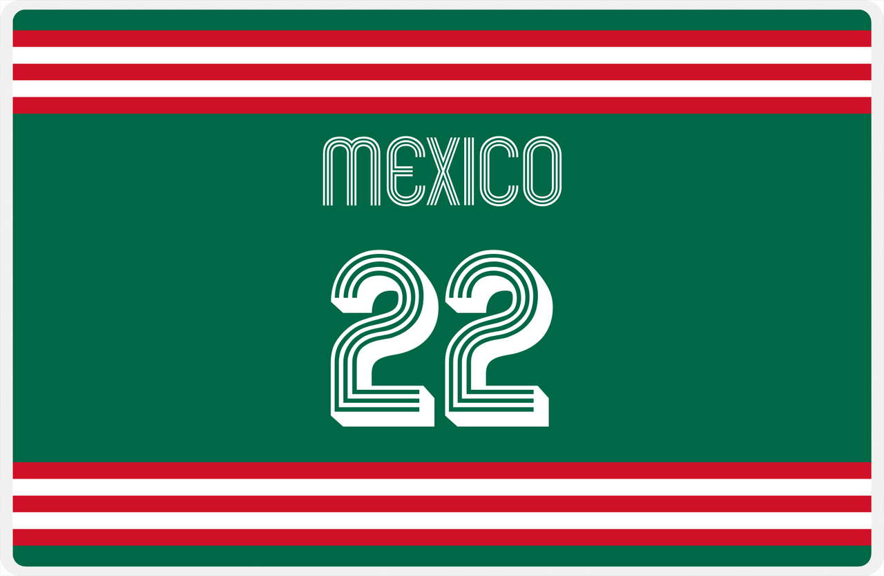 Personalized Jersey Number Placemat - Mexico - Double Stripe -  View