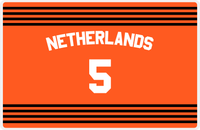 Thumbnail for Personalized Jersey Number Placemat - Arched Name - Netherlands - Triple Stripe -  View