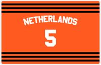 Thumbnail for Personalized Jersey Number Placemat - Arched Name - Netherlands - Double Stripe -  View