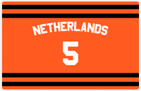 Thumbnail for Personalized Jersey Number Placemat - Arched Name - Netherlands - Single Stripe -  View