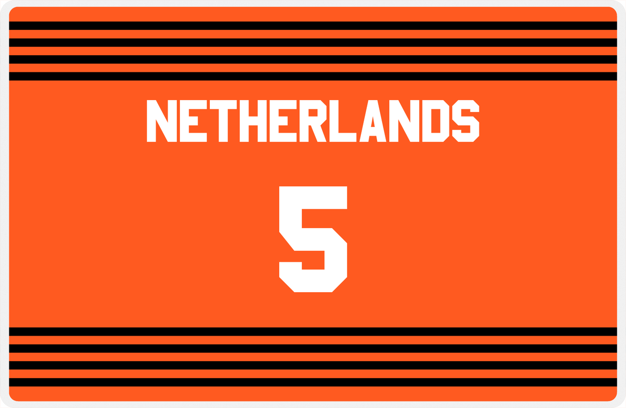 Personalized Jersey Number Placemat - Netherlands - Triple Stripe -  View