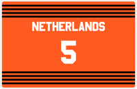 Thumbnail for Personalized Jersey Number Placemat - Netherlands - Triple Stripe -  View