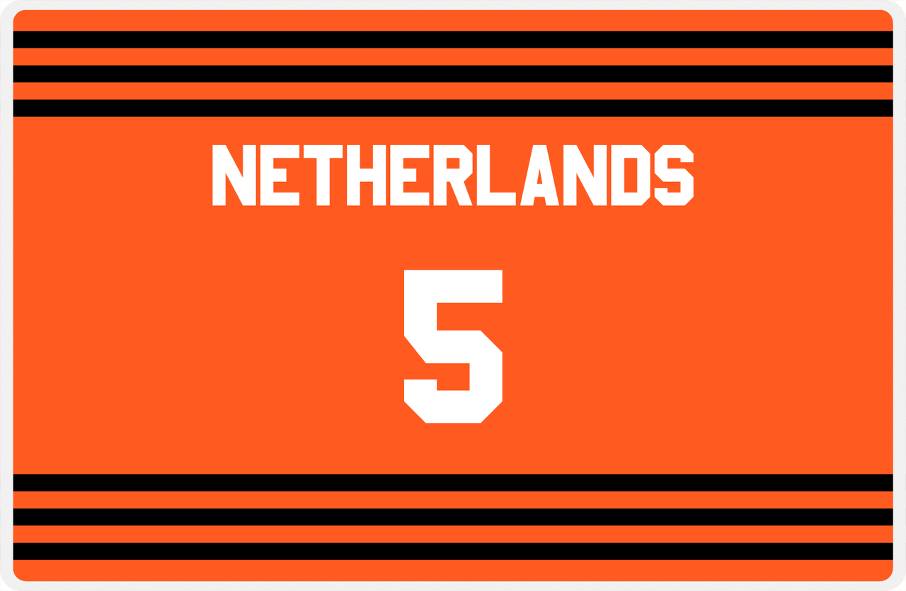 Personalized Jersey Number Placemat - Netherlands - Double Stripe -  View