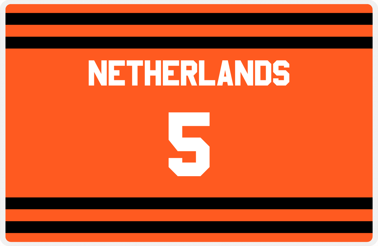 Personalized Jersey Number Placemat - Netherlands - Single Stripe -  View