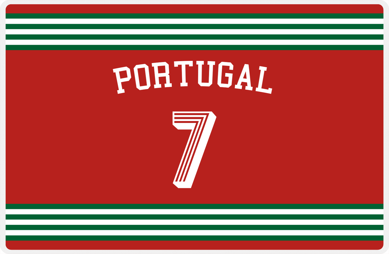 Personalized Jersey Number Placemat - Arched Name - Portugal - Triple Stripe -  View
