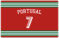 Thumbnail for Personalized Jersey Number Placemat - Arched Name - Portugal - Triple Stripe -  View