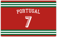 Thumbnail for Personalized Jersey Number Placemat - Arched Name - Portugal - Double Stripe -  View