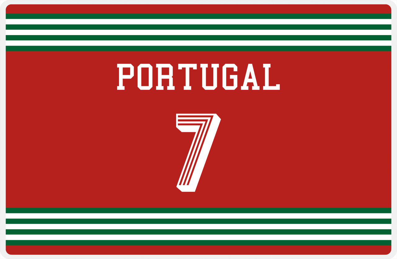 Personalized Jersey Number Placemat - Portugal - Triple Stripe -  View