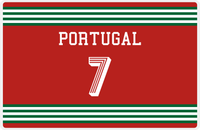Thumbnail for Personalized Jersey Number Placemat - Portugal - Triple Stripe -  View