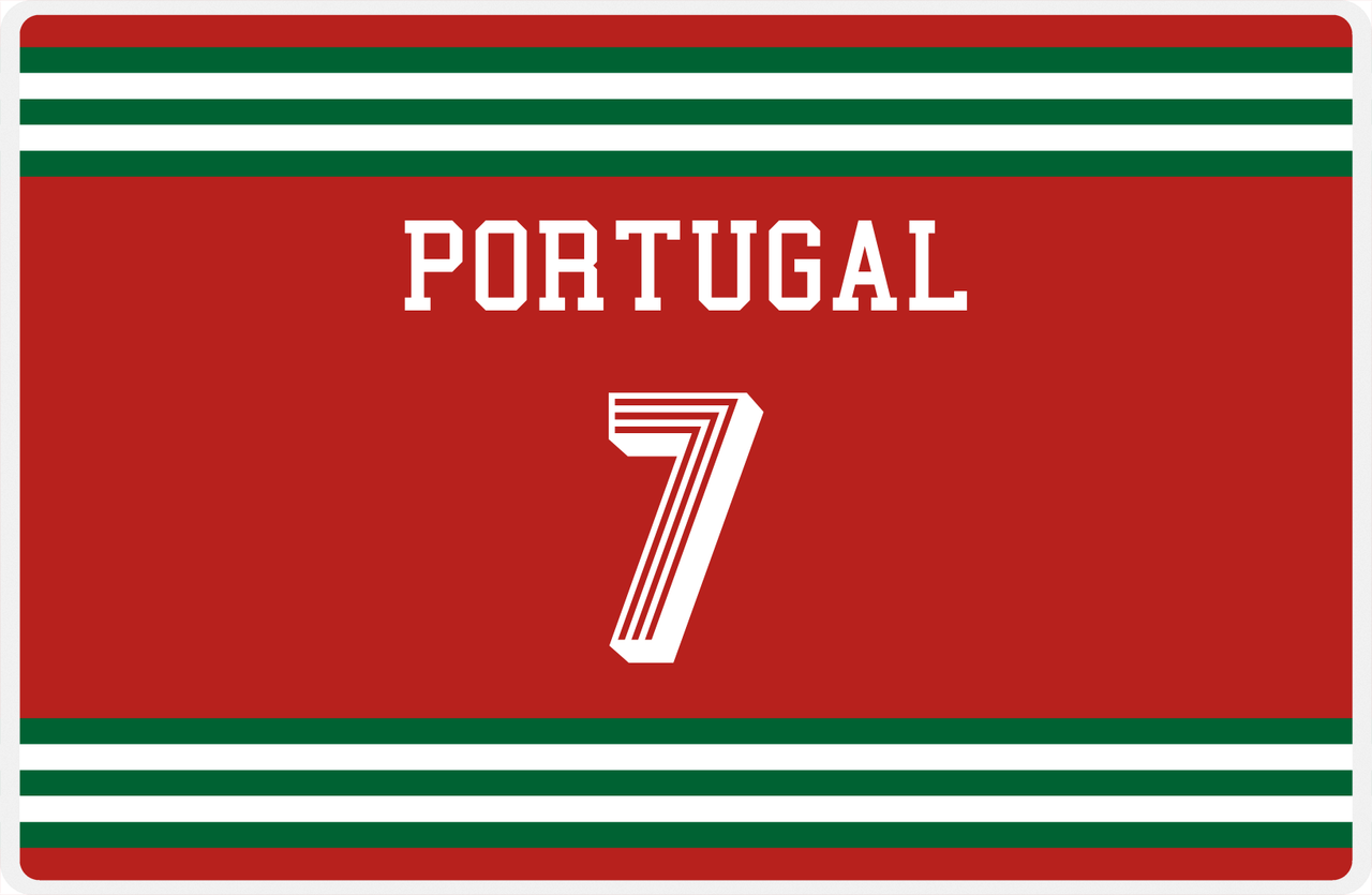 Personalized Jersey Number Placemat - Portugal - Double Stripe -  View