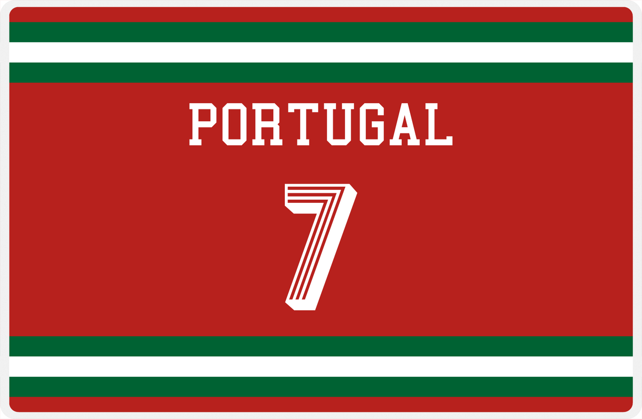 Personalized Jersey Number Placemat - Portugal - Single Stripe -  View