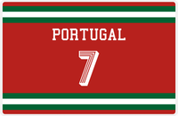 Thumbnail for Personalized Jersey Number Placemat - Portugal - Single Stripe -  View