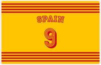 Thumbnail for Personalized Jersey Number Placemat - Arched Name - Spain - Triple Stripe -  View