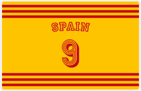 Thumbnail for Personalized Jersey Number Placemat - Arched Name - Spain - Double Stripe -  View