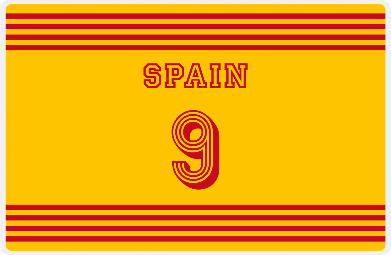 Personalized Jersey Number Placemat - Spain - Triple Stripe -  View