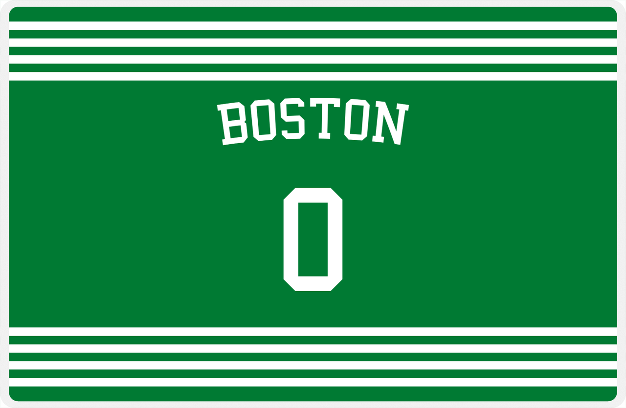 Personalized Jersey Number Placemat - Arched Name - Boston - Triple Stripe -  View