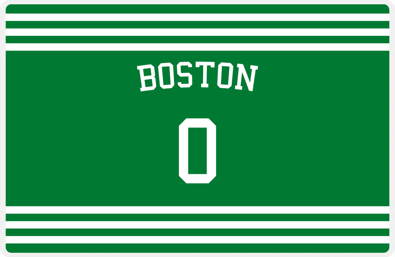Personalized Jersey Number Placemat - Arched Name - Boston - Double Stripe -  View