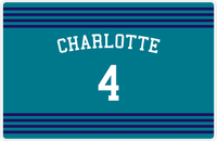 Thumbnail for Personalized Jersey Number Placemat - Arched Name - Charlotte - Triple Stripe -  View