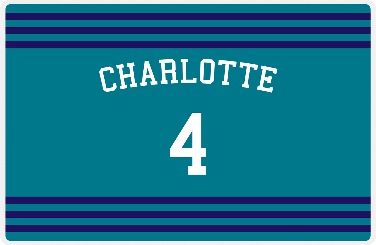 Personalized Jersey Number Placemat - Arched Name - Charlotte - Double Stripe -  View