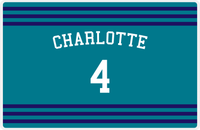 Thumbnail for Personalized Jersey Number Placemat - Arched Name - Charlotte - Double Stripe -  View