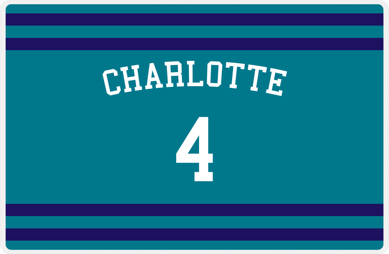 Personalized Jersey Number Placemat - Arched Name - Charlotte - Single Stripe -  View