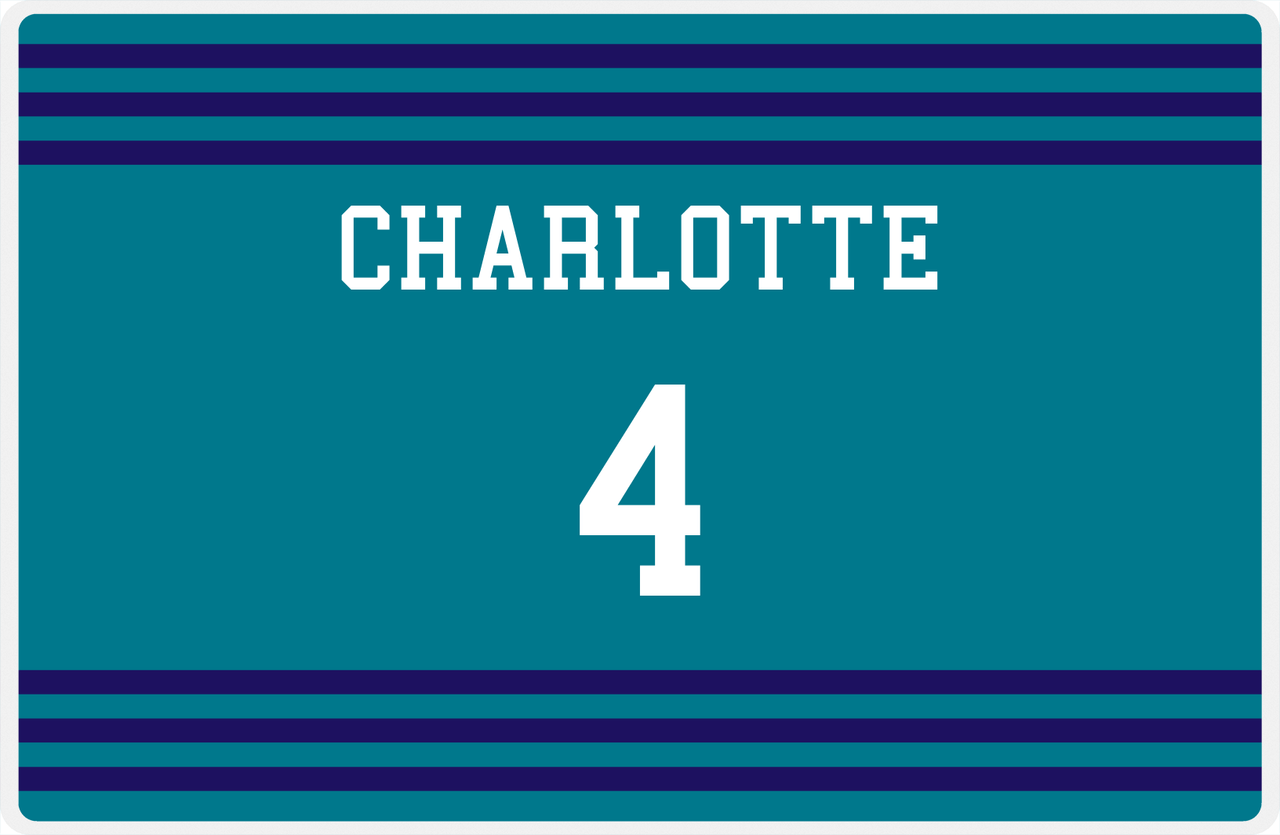 Personalized Jersey Number Placemat - Charlotte - Double Stripe -  View