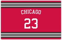 Thumbnail for Personalized Jersey Number Placemat - Arched Name - Chicago - Triple Stripe -  View