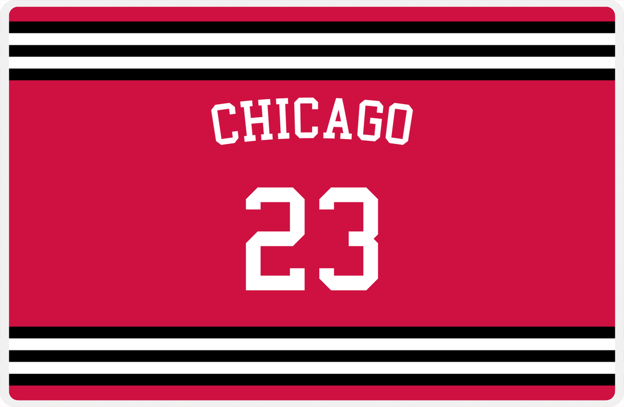 Personalized Jersey Number Placemat - Arched Name - Chicago - Double Stripe -  View