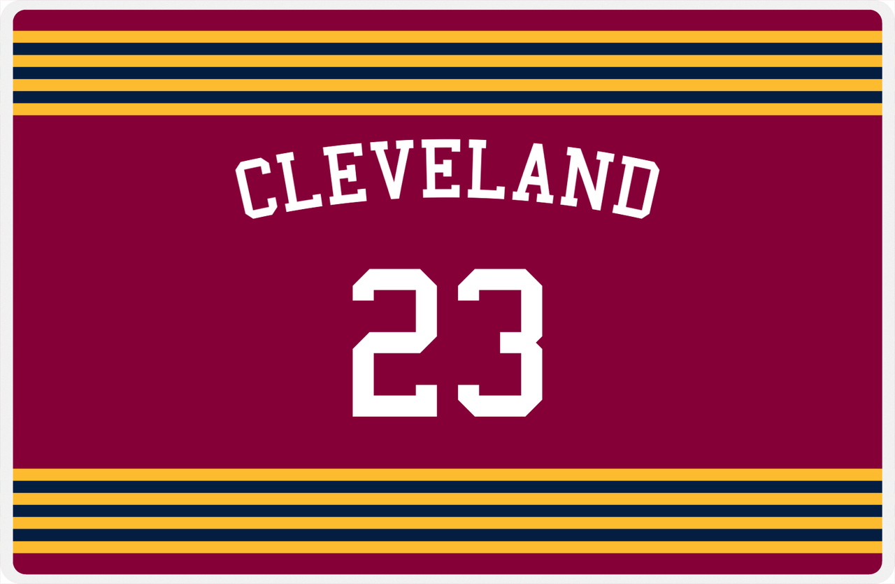 Personalized Jersey Number Placemat - Arched Name - Cleveland - Triple Stripe -  View