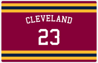 Thumbnail for Personalized Jersey Number Placemat - Arched Name - Cleveland - Single Stripe -  View