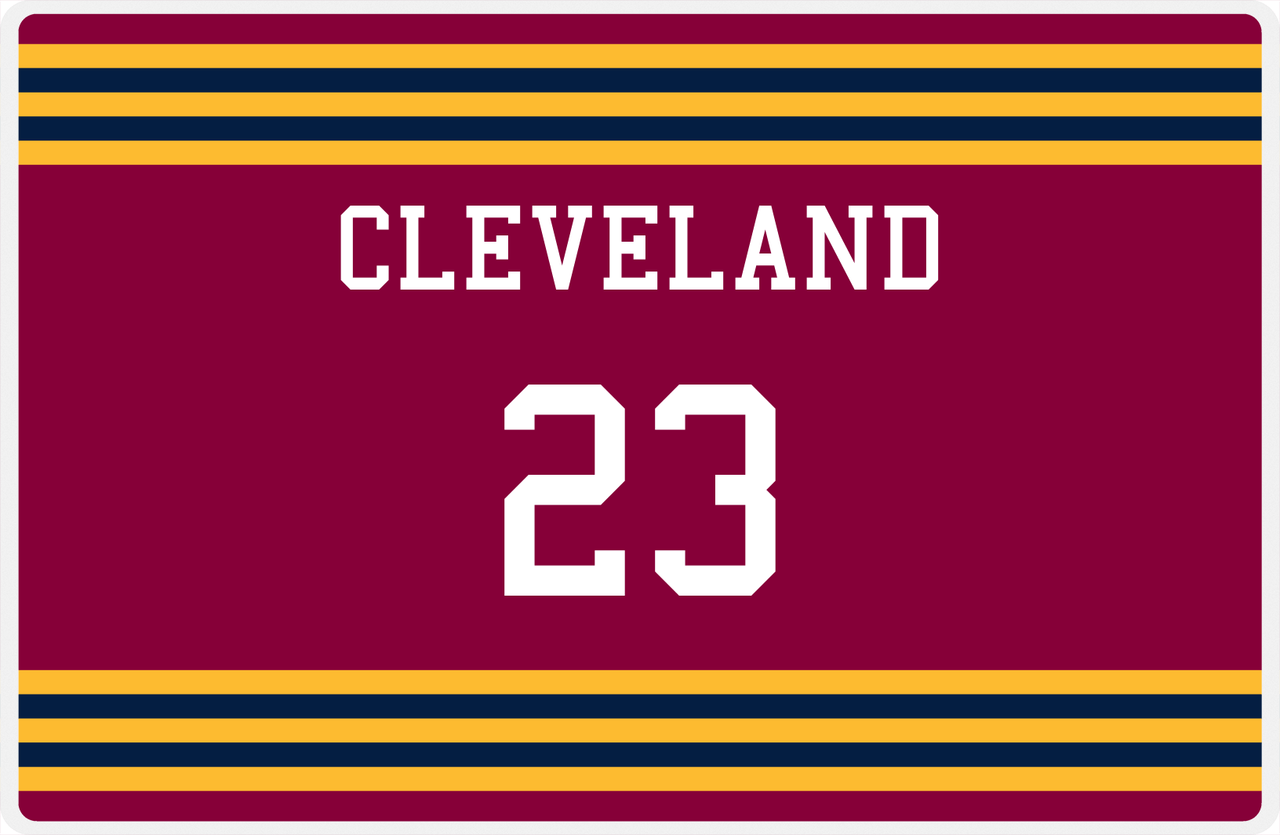 Personalized Jersey Number Placemat - Cleveland - Double Stripe -  View
