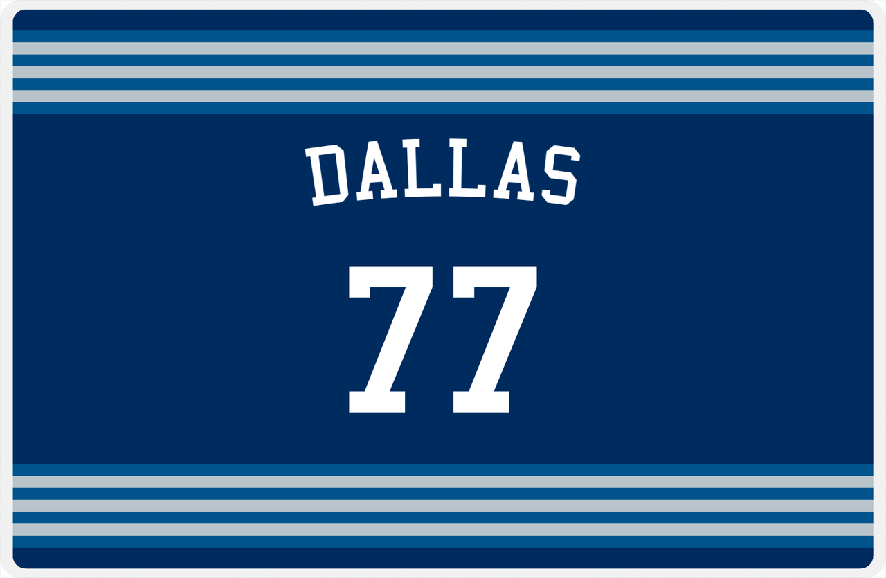 Personalized Jersey Number Placemat - Arched Name - Dallas - Triple Stripe -  View