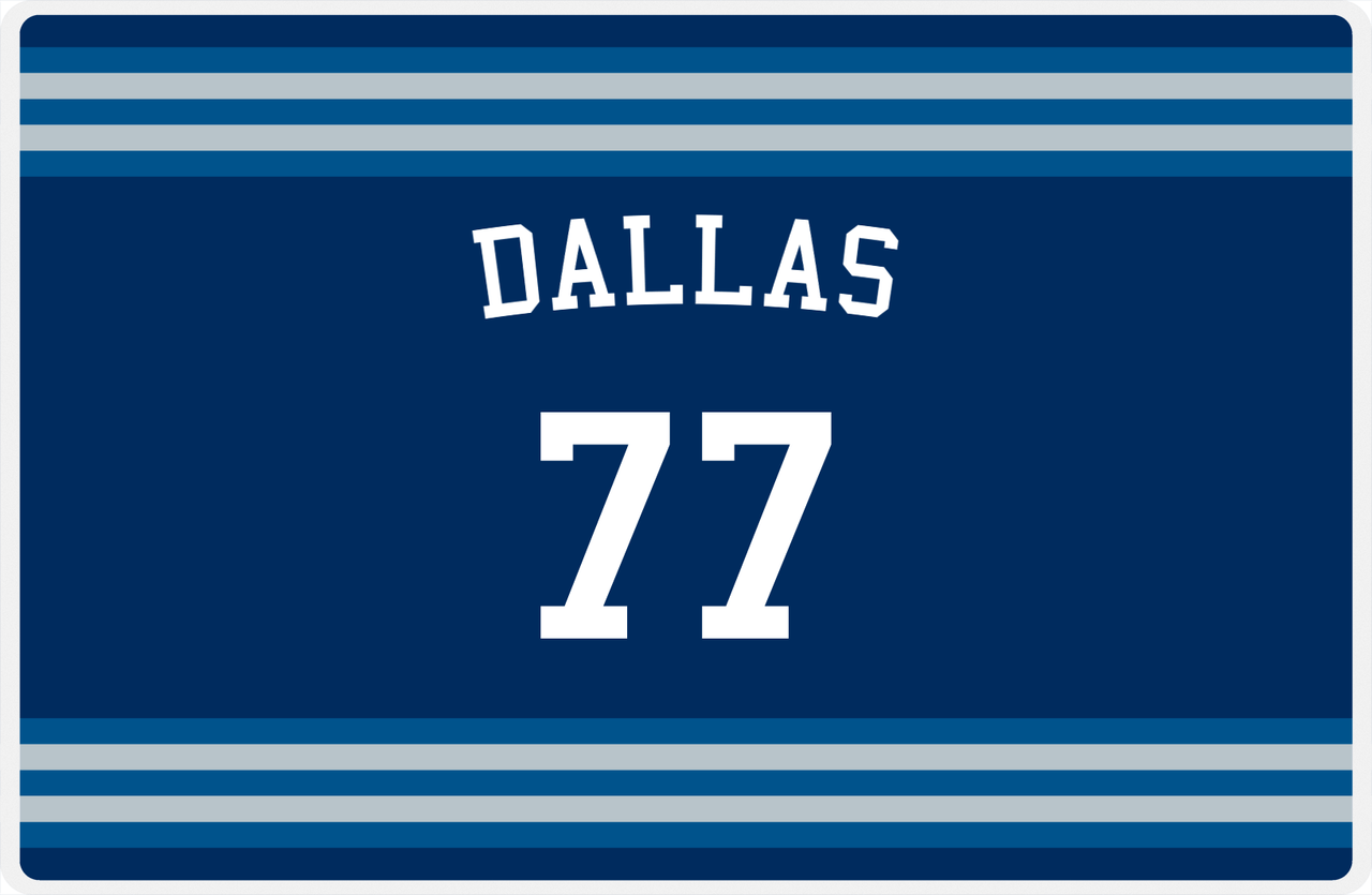 Personalized Jersey Number Placemat - Arched Name - Dallas - Double Stripe -  View