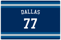 Thumbnail for Personalized Jersey Number Placemat - Arched Name - Dallas - Single Stripe -  View