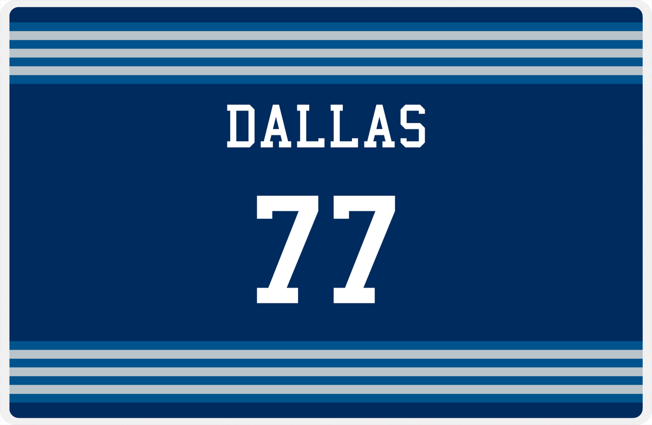 Personalized Jersey Number Placemat - Dallas - Triple Stripe -  View
