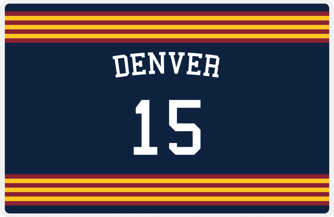 Personalized Jersey Number Placemat - Arched Name - Denver - Triple Stripe -  View