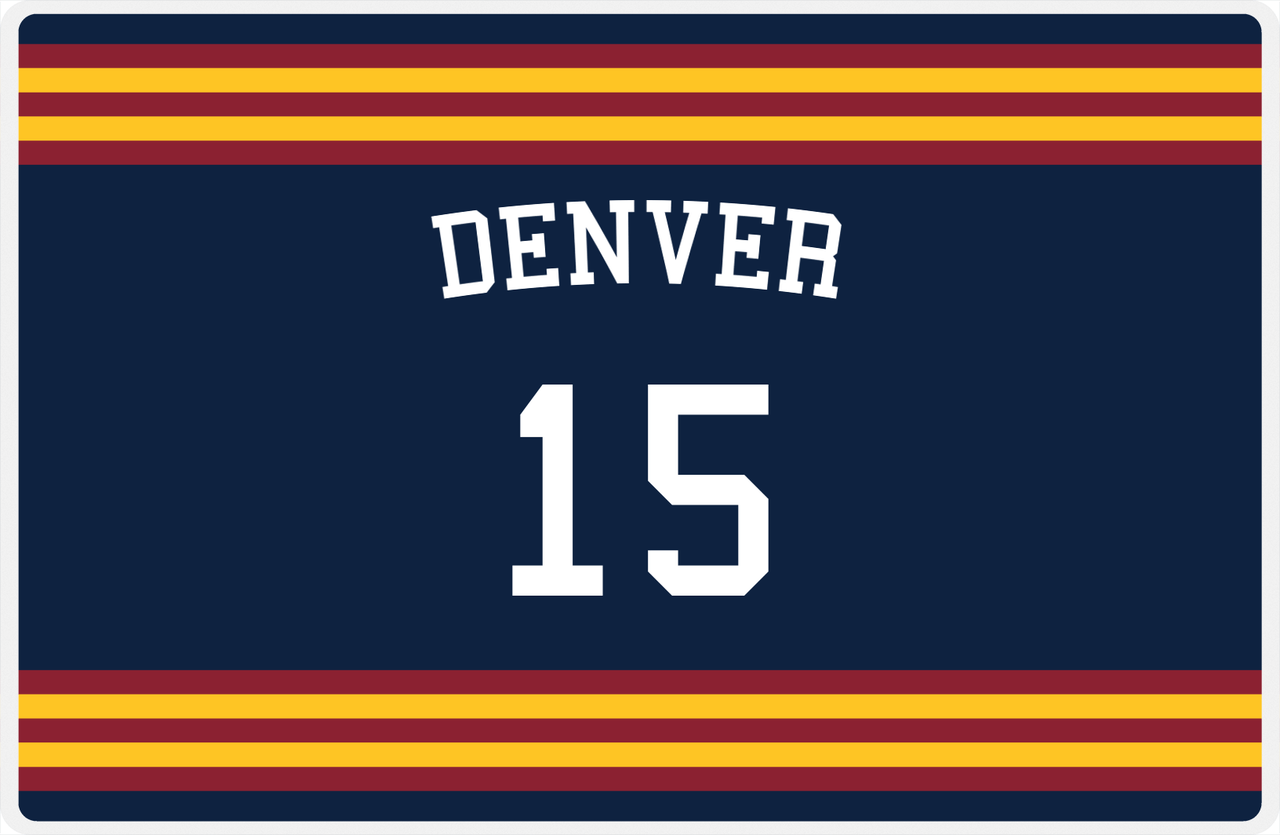 Personalized Jersey Number Placemat - Arched Name - Denver - Double Stripe -  View