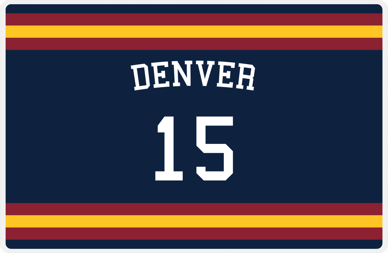 Personalized Jersey Number Placemat - Arched Name - Denver - Single Stripe -  View