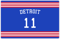 Thumbnail for Personalized Jersey Number Placemat - Arched Name - Detroit - Triple Stripe -  View
