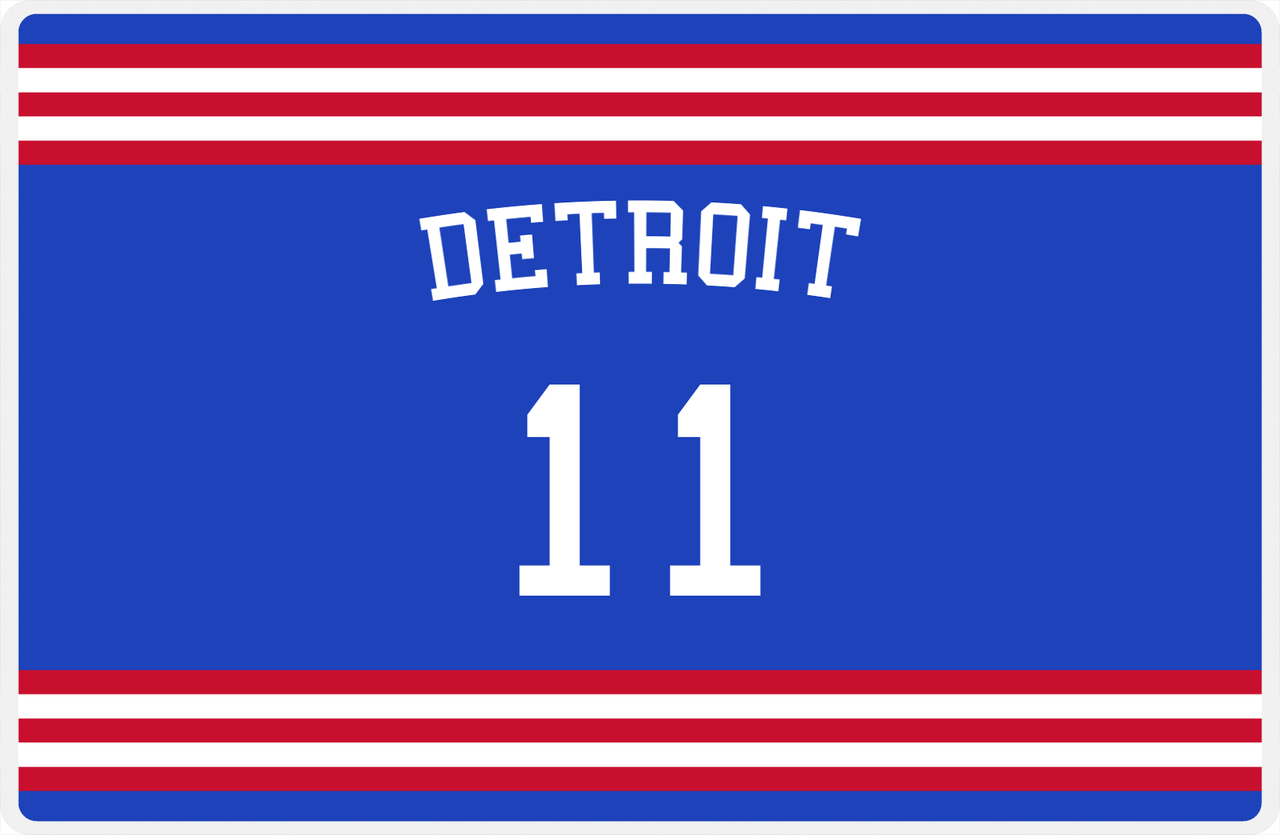 Personalized Jersey Number Placemat - Arched Name - Detroit - Double Stripe -  View