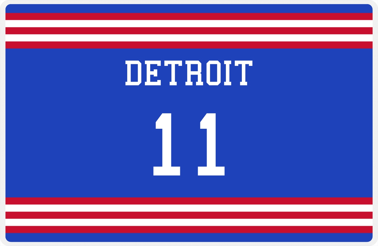 Personalized Jersey Number Placemat - Detroit - Double Stripe -  View