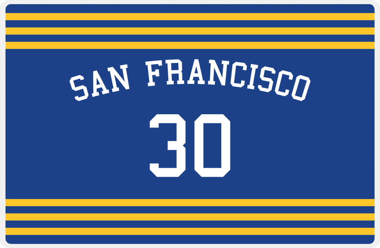 Personalized Jersey Number Placemat - Arched Name - San Francisco - Double Stripe -  View