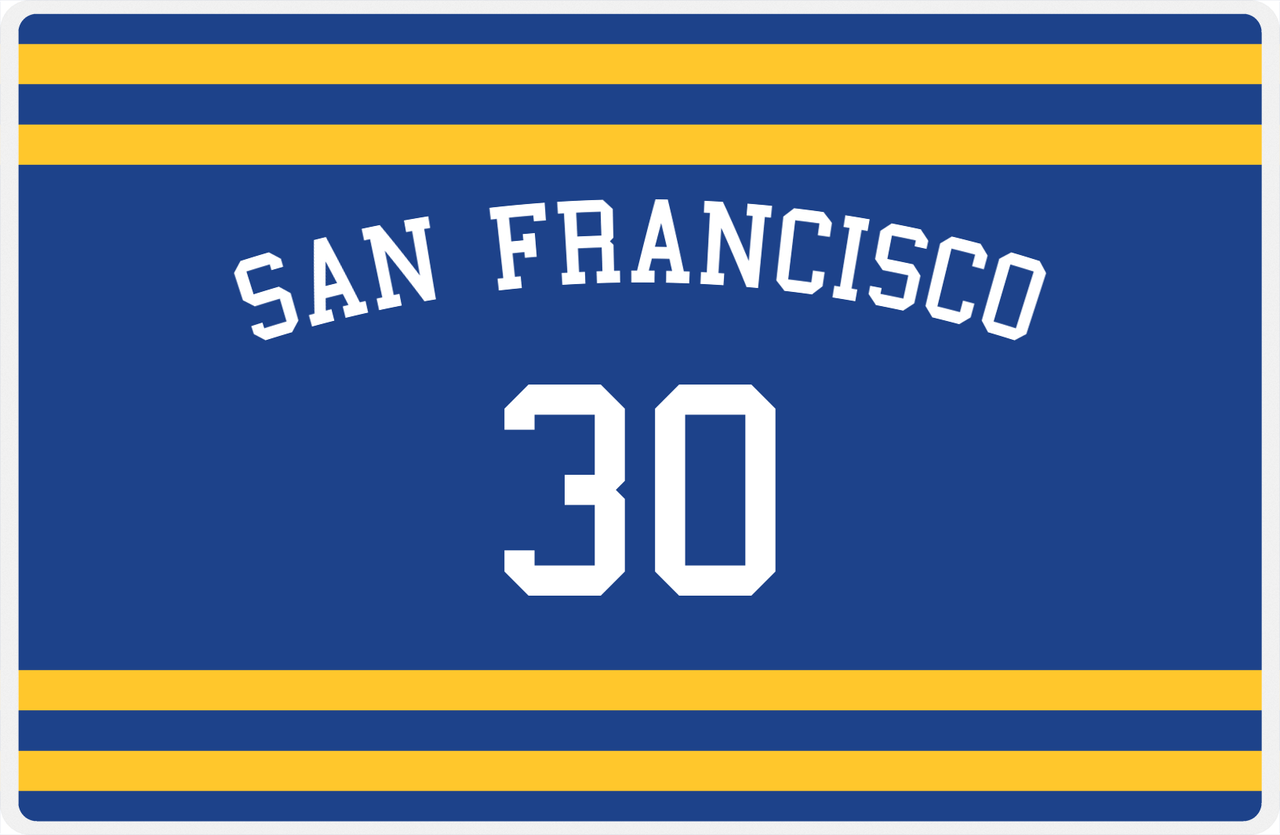 Personalized Jersey Number Placemat - Arched Name - San Francisco - Single Stripe -  View