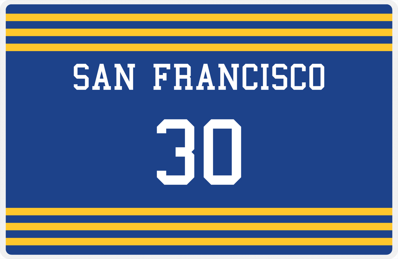 Personalized Jersey Number Placemat - San Francisco - Double Stripe -  View